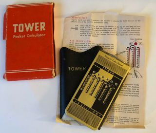 Vintage TOWER pocket calculator w/ stylus,  box & case 2