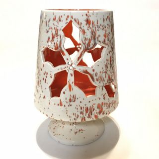 Vintage 1960 - 70 Ceramic Christmas Drip Glaze Vase Candle Holder Mid Century