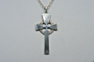 Vintage Sterling Silver Scottish Ola Gorie Large St Peters Cross Necklace