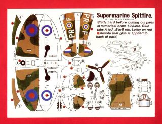 Postcard - Cut Out Plane Model Kit - Supermarine Spitfire - Ma Arts