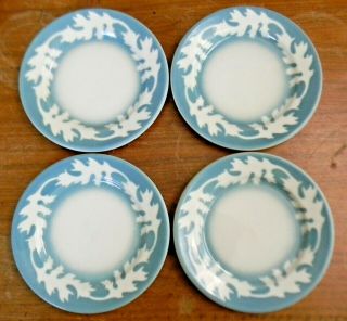 4 Vintage Syracuse China Oakleigh 6.  25 " Plates Restaurant Ware Airbrush Leaves 1