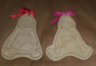 Vintage Brown Bag Cookie Art Molds Raggedy Ann & Andy 1985 & 1986