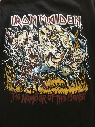 Vintage 1980’s Iron Maiden Baseball Shirt Tee Top Tshirt Beast On The Road Tour 2