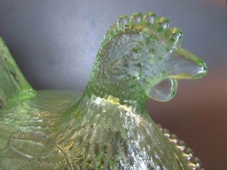 Vintage Indiana Glass Hen on a Nest Light Green Candy Dish 3