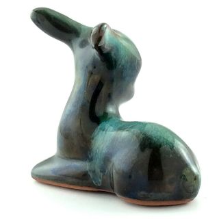 Vintage Blue Mountain Pottery Fawn Baby Deer Sitting Drip Glaze Ornament L908 3