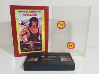 Vintage Vhs Tape Big Box Erol’s Video Club Cut Box Rambo 3 Stallone W/ Stickers