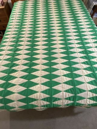 Wow Vintage Handmade Hand Quilted Harlequin Quilt 77 " X 90 " Full 558