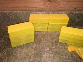 Set Of 12 Vintage Yellow Plastic Photo Slide Case Storage Container