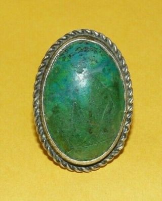 Vtg Old Pawn Native American Navajo Sterling Silver Green Turquoise Ring Size 8