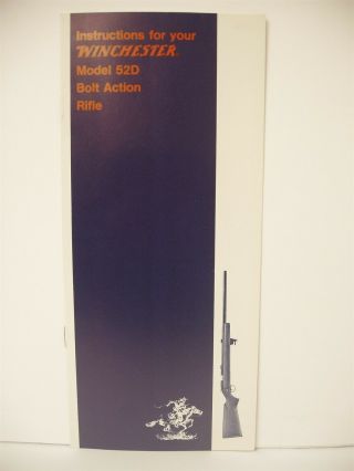 Vintage Winchester Model 52d Bolt Action 22 Instructions Booklet