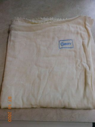 Vintage " Curity " Cloth Diaper Stamped 39 " X 19 ",  Quantity Of (1) 49yrs Old