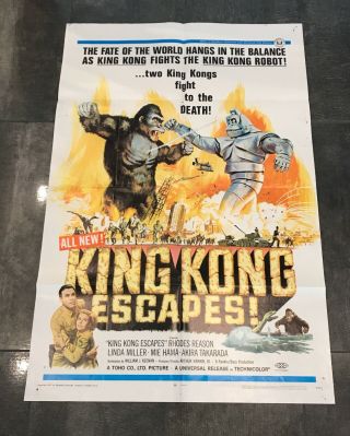 Vintage 1968 King Kong Escapes Movie Poster