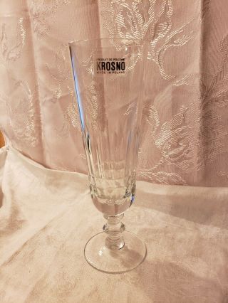 Vintage Krosno Clear Fluted Wine Champagne Crystal Art Glass/vase Poland