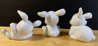 Vintage Homco Set 3 White Bisque Bunny Rabbit Figures 1458,  Easter/Spring Decor 3