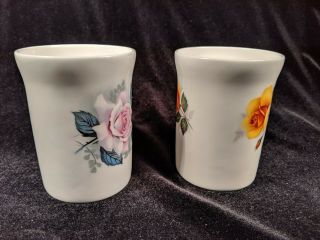 Vintage Pair Royal Windsor Fine Bone China Yellow Pink Roses Cups Mugs England 2