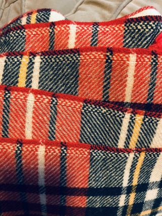 Pearce Twin/full Wool Blanket Red Green Plaid Satin Binding Vintage 1950s 76x90