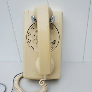 Vintage Bell Systems/western Electric Rotary Wall Phone 554 - Almond & Ivory - Vg