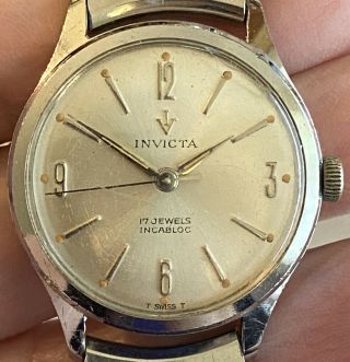 Vintage INVICTA SWISS 17 Jewels Incabloc Mechanical Hand - Winding Men’s Watch 2