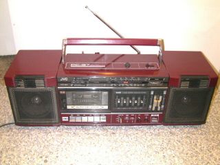 Vintage Jvc Pc - 37 Portable Stereo Cassette Radio Boombox 2 Way 4 Speaker System