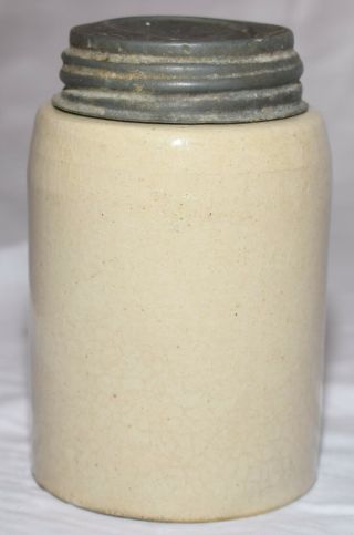 Vintage 1899 Macomb Pottery Co.  Stoneware 1 - Pint Fruit Jar,  Lid,  2 Of 2