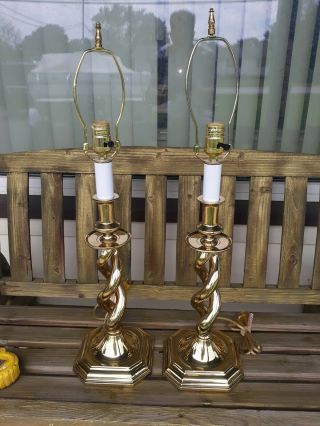 Unique Brass Braid Twist Table Lamp Mid Century Vintage