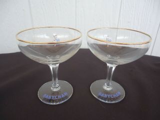 2 Vintage Champagne Glasses Babycham Baby Cham