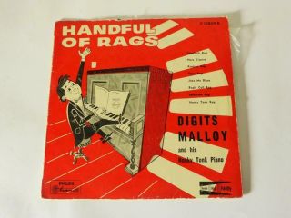 A Handful Of Rags,  Digits Malloy and His Honky Tonk Piano,  Vintage 1950 ' s LP 2