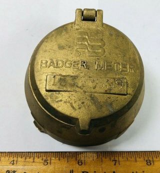 Vintage Brass Badger Meter Cover/ Hinged Lid Industrial Steampunk Art
