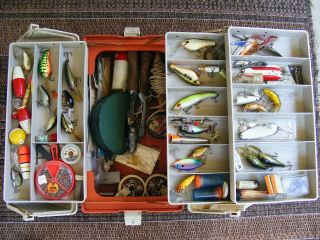 Tackle Box Vintage Fishing Gear Tackle Lures Hooks In Full Plano 6500
