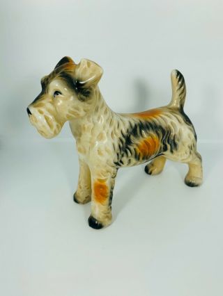 Vintage Hand Painted Ceramic/porcelain Schnauzer Dog Figure.  Japan?