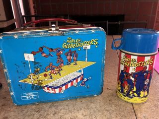 Vintage 1971 The Harlem Globetrotters Lunchbox And Thermos,  Very