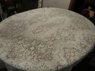 Vintage White/ivory Quaker Lace Tablecloth,  77 X 55 "