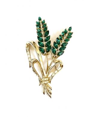 Vintage Gorgeous Art Deco Rhinestone Coro “ Wheat Flower “ Brooch Pin