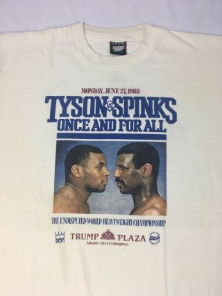 Vintage Mike Tyson Vs Spinks 1988 Sport Boxing Promo T - Shirt Trump Plaza Xl
