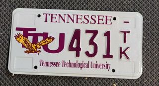 Tennessee " Tenn Tech Univ " License Plate 3,  Yr Old Plate.