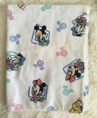 Vintage Disney Babies Receiving Blanket Mickey Minnie Pluto Donald Duck Flannel