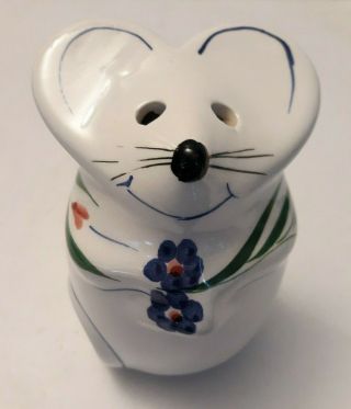 Vtg White Ceramic Mouse Figurine Italy Pomander Room Freshener Potpourri Holder