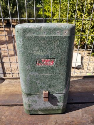 Vintage Coleman 220 - 567 Green Metal Clamshell Lantern Carry Case