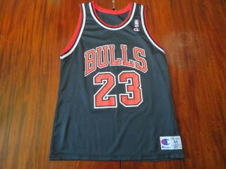 Vtg Black 90s Michael Jordan 23 Chicago Bulls Champion Basketball Jersey Sz 44