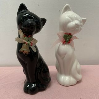 Cute Vintage Cat Figurines Kawaii Neko 1980s 80s Porcelain Bell Ornament