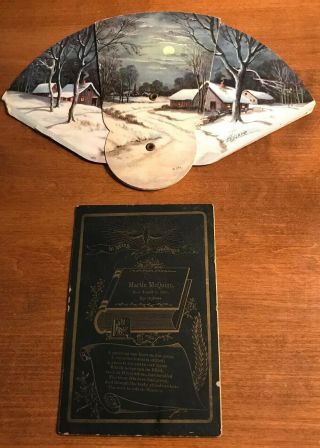 Antique Funeral Remembrance Card 1890 Plus Vintage Tri Fold Fan