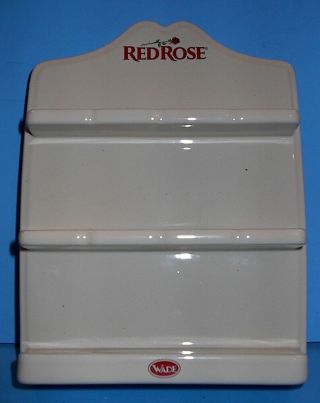 Vintage Wade Red Rose Tea Ceramic Wall Mount Display Shelf No Problems Very Cln