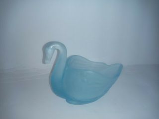 Vintage Imperial Glass Ice Blue Swan Trinket Or Candy Dish
