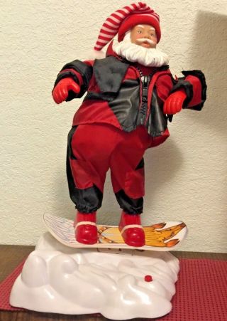 Vtg Animated Snowboarding Santa Musical " Born To Be Wild " By Toys R Us (14 ") Htf