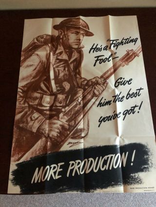 Vintage Wwii Propaganda Poster Fighting Fool 1942
