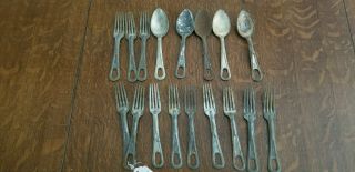 17 Vintage Wwi U.  S.  Army Military Mess Kit Forks And Spoons