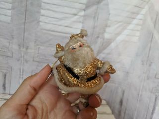 Vintage Small Gold Glitter Dancing Santa Christmas Decor Holiday Tree Ornament