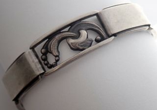 Vintage Mid Century Modernist Denmark Hand Wrought Sterling Silver Bracelet