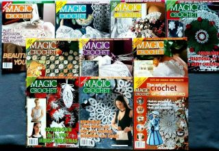 (10) Magic Crochet Magazines - Vintage - 1992.  1993,  1994,  2002,  2003,  2004
