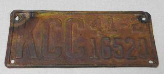 1941/42 Kansas Corporation Commission License Plate